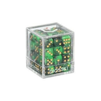 [DSI00018]DICESKI 6 面骰子 Gemini - 12mm D6 Green & Black (36 Dice)