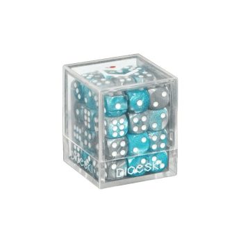 [DSI00024]DICESKI 6 面骰子 Gemini - 12mm D6 Steel Blue & Silver (36 Dice)